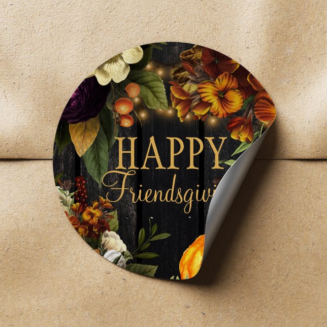 Sticker Rond Thanksgiving Friendsgiving automne élégant (Créateur téléchargé)