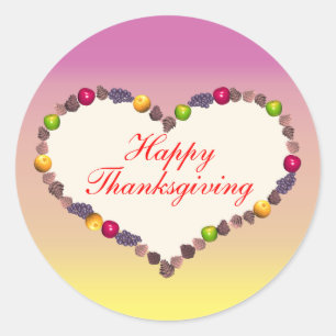 Sticker Rond Thanksgiving Heart - rose et jaune