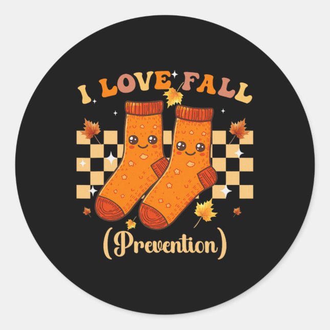 Sticker Rond Thanksgiving I Love Fall Prevention Automne Funny  (Devant)