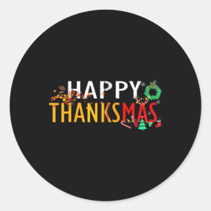 Sticker Rond Thanksgiving Noël Joyeux Thanksmas