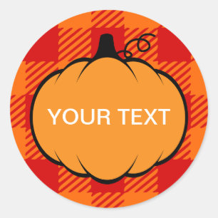 Sticker Rond Thanksgiving Plaid Citrouille Dessin texte personn