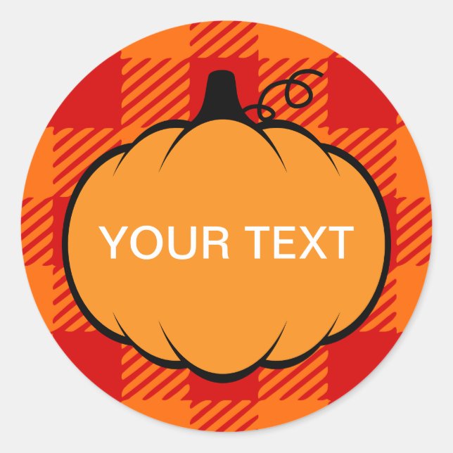 Sticker Rond Thanksgiving Plaid Citrouille Dessin texte personn (Devant)
