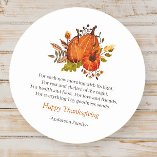 Sticker Rond Thanksgiving Poem Pays Russe Citrouille Harvest