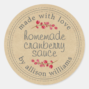 Sticker Rond Thanksgiving Sauce aux canneberges maison Kraft
