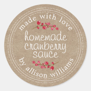 Sticker Rond Thanksgiving Sauce aux canneberges maison Kraft