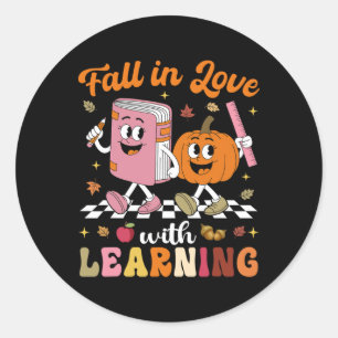 Sticker Rond Thanksgiving Teacher Shirt Retro Chute En Amour Av