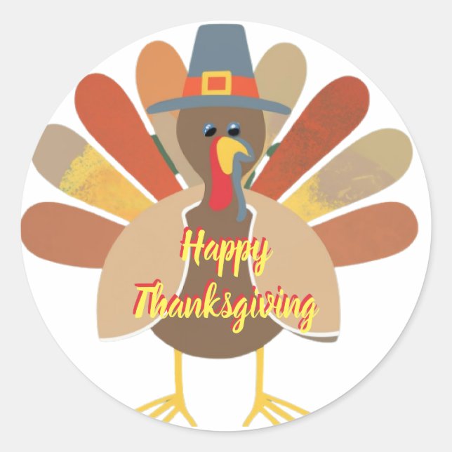 Sticker Rond Thanksgiving Turkey (Devant)