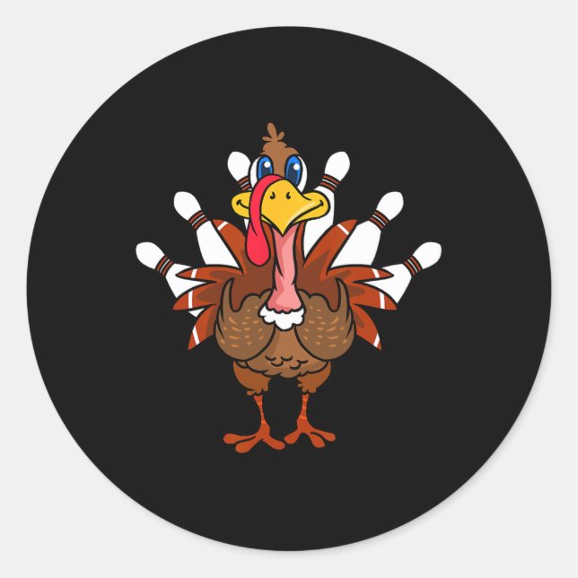 Sticker Rond Thanksgiving Turkey Bowling (Devant)