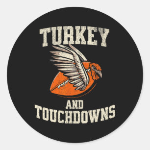 Sticker Rond Thanksgiving Turquie Et Touchdowns Football Tee