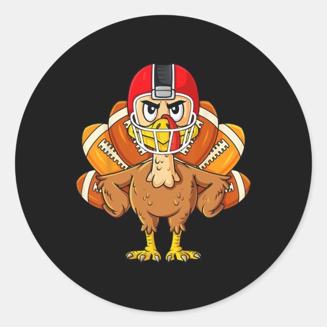 Sticker Rond Thanksgiving Turquie Football Joueur Amusants garç (Devant)