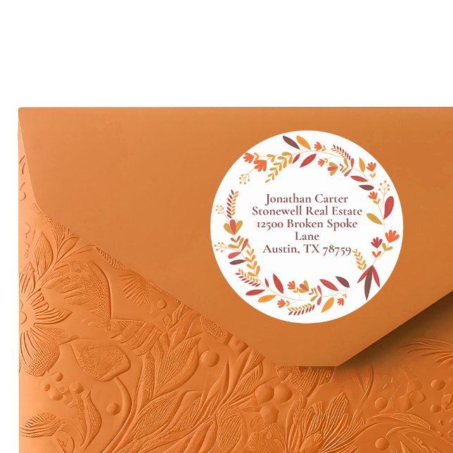 Sticker Rond Thanksgiving Wreath Custom Company Adresse de reto (Créateur téléchargé)