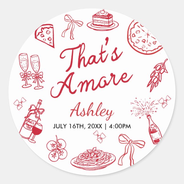 Sticker Rond That's Amore Bridal Shower  (Devant)