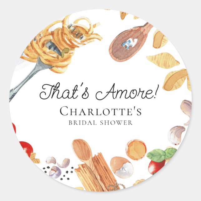 Sticker Rond That's Amore Italian Script Bridal Shower (Devant)