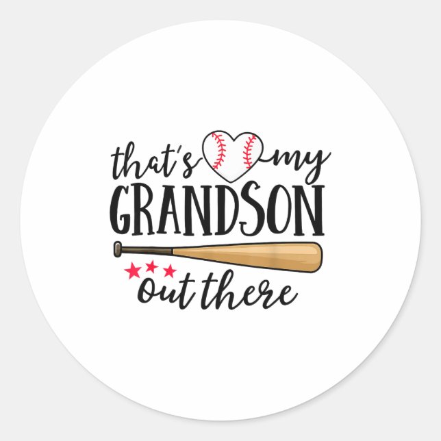 Sticker Rond That's My Grandson Out There Baseball Grandma Squa (Devant)