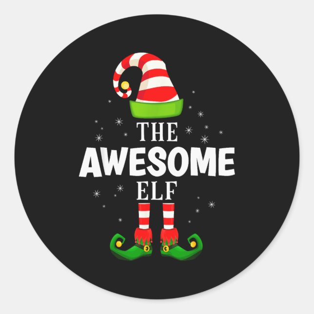 Sticker Rond The Awesome Elf Christmas Pjs Matching Pajama  (Devant)