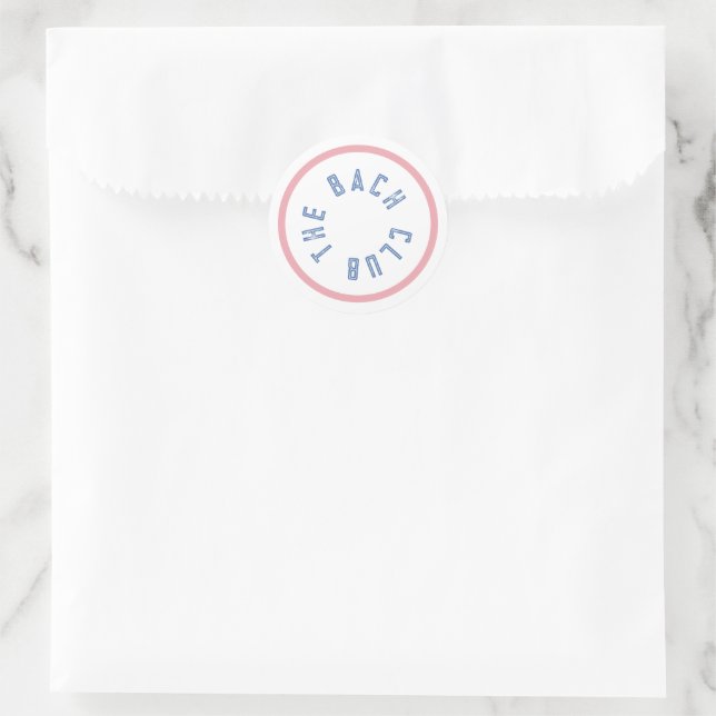 Sticker Rond The Bach Club Couronne Bleue Rayure Rose (Sac)