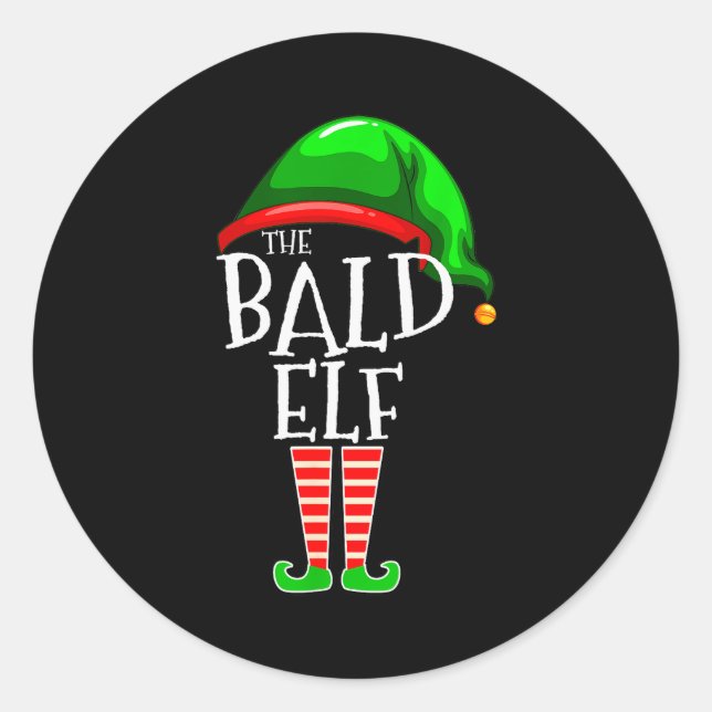 Sticker Rond The Bald Elf Family Matching Group Christmas Gift  (Devant)