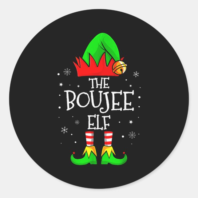 Sticker Rond The Boujee Elf Group Matching Family Christmas Xma (Devant)
