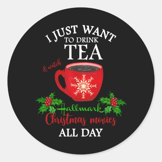 Sticker Rond Thé Chaud Et Films De Noël (Devant)