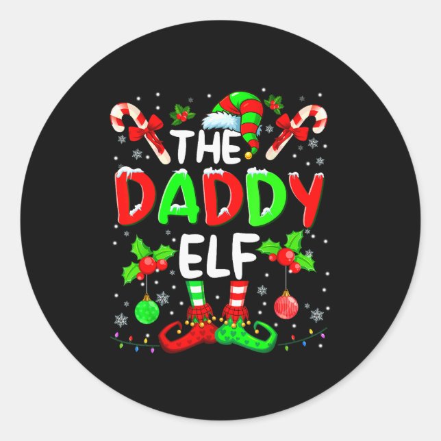 Sticker Rond The Daddy Elf Costume Pajamas Pjs Christmas Xmas M (Devant)