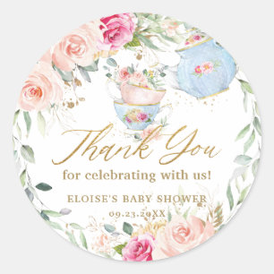 Sticker Rond Thé Dansant Floral Fête de Naissance Mariage Anniv