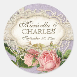 Sticker Rond Thé de dentelle Vintage moderne teint Hydrangea en