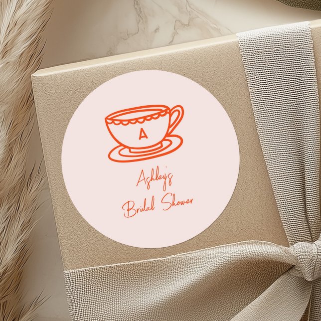 Sticker Rond Thé de Fête des mariées Thé Doodé lunaire (Créateur téléchargé)