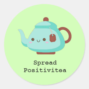 Sticker Rond Thé de joli dessin animé 'spread positivitea'