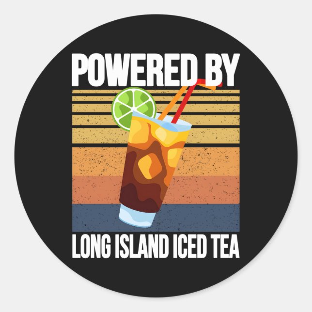 Sticker Rond Thé Glacé Long Island Alimenté De Cocktails (Devant)