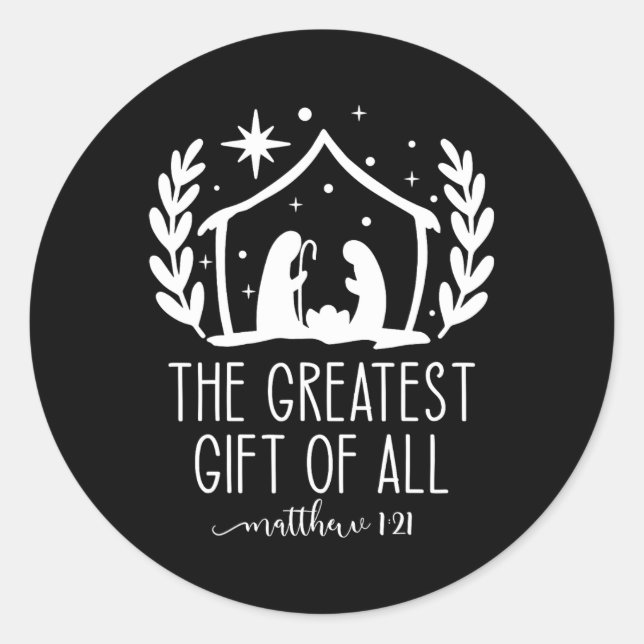 Sticker Rond The Greatest For All Christmas Nativity Jesus Chri (Devant)