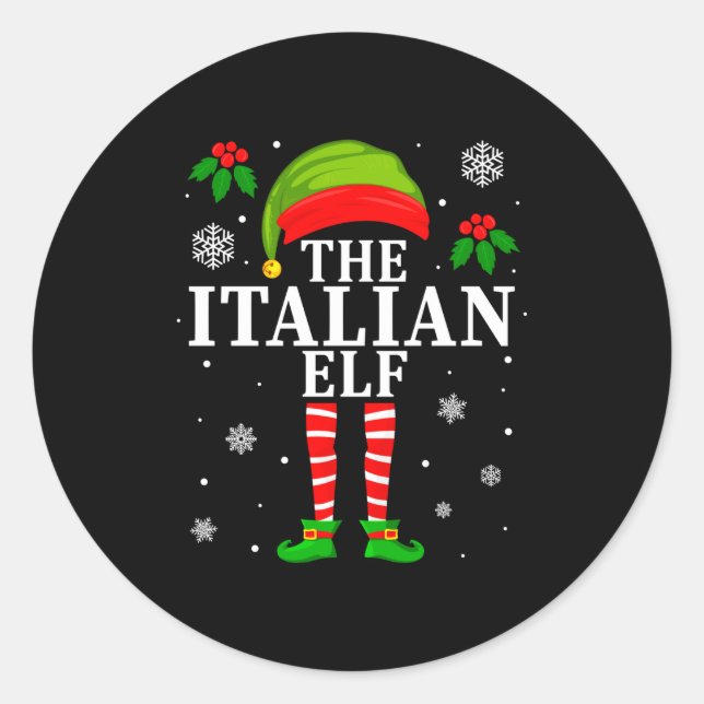 Sticker Rond The Italian Elf Family Matching Christmas Pajama L (Devant)