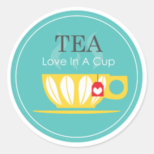 Sticker Rond Thé - L'amour dans une coupe