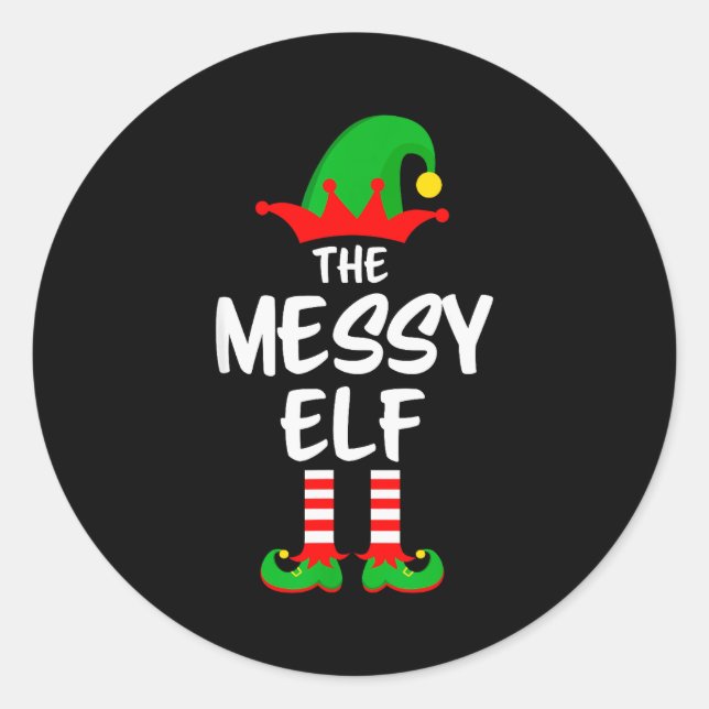 Sticker Rond The Messy Elf Matching Family Christmas  (Devant)