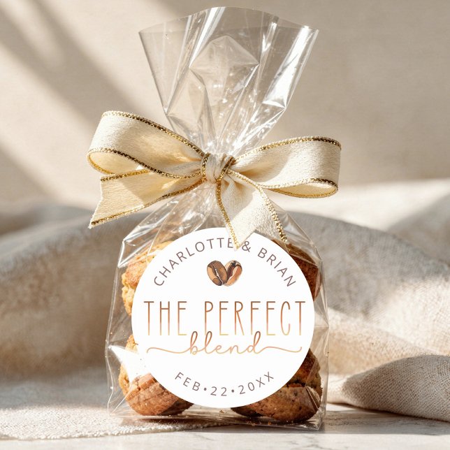 Sticker Rond The Perfect Blend Coffee Wedding Shower (Perfect Blend Favor Sticker)