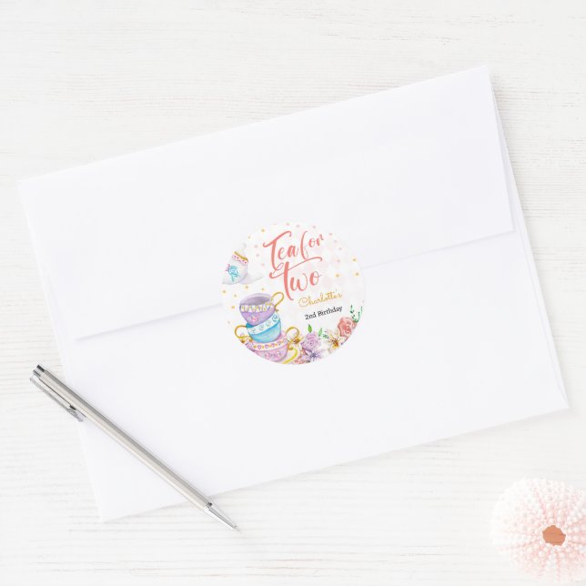 Sticker Rond Thé pour deux, anniversaire de thé (Enveloppe)