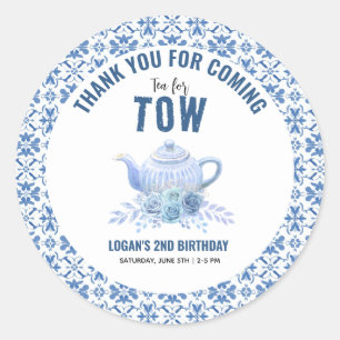 Sticker Rond Thé pour deux – Fête d'anniversaire florale de 2 a