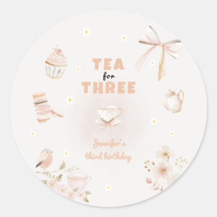 Sticker Rond Thé pour trois fête d'anniversaire pour filles