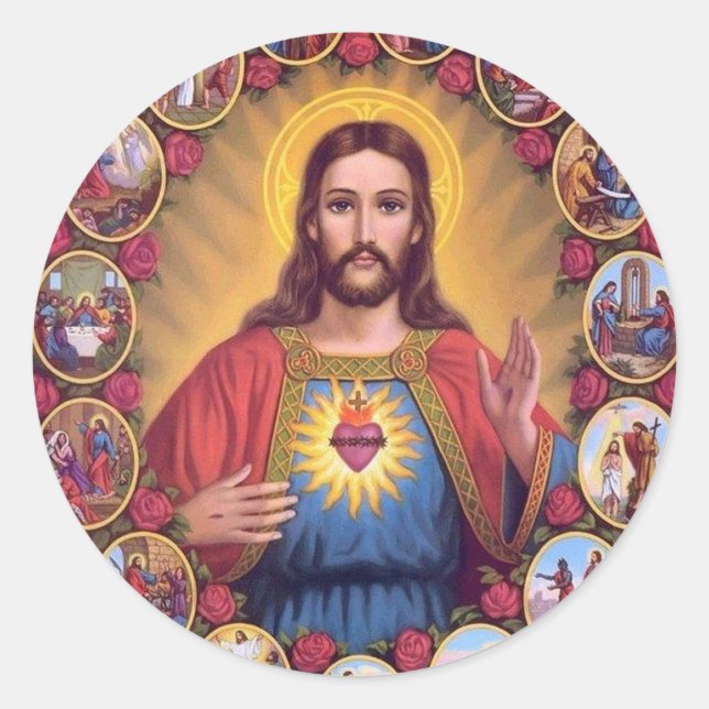 Sticker Rond The Sacred Heart of Jesus (Devant)