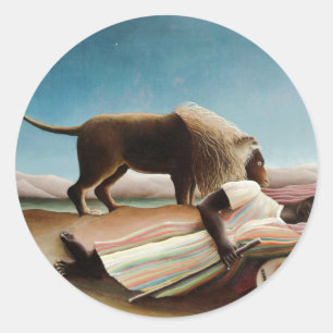 Sticker Rond "The Sleeping Gypsy" de Rousseau (1897)
