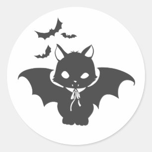 Sticker Rond The vampire cat have canine - Choose back color