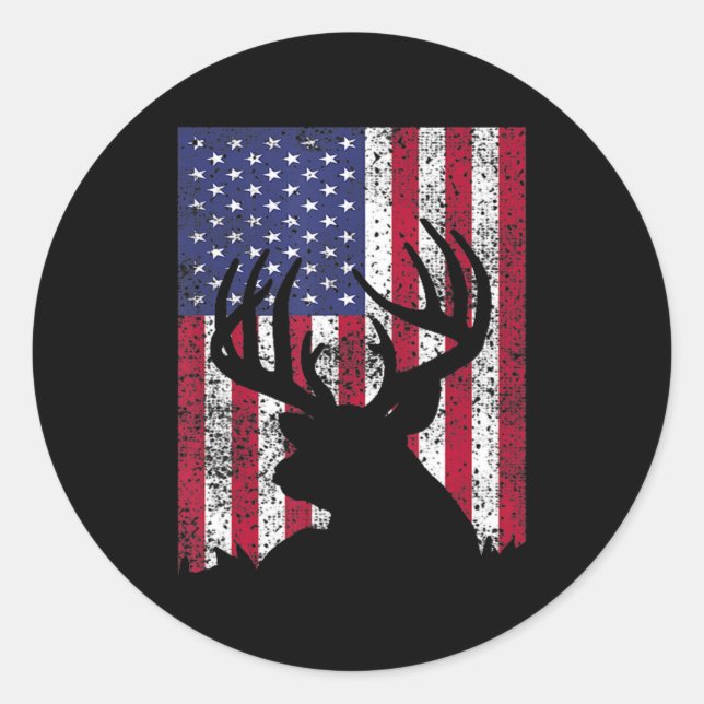Sticker Rond The Whitetail Hunter American Fla (Devant)