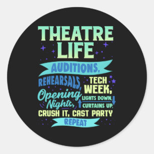 Sticker Rond Théâtre Acteur Nerd Gif Théâtre Musical Thespian