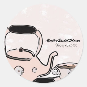 Sticker Rond Théière Party Moderne Chic Cadeau de Mariage