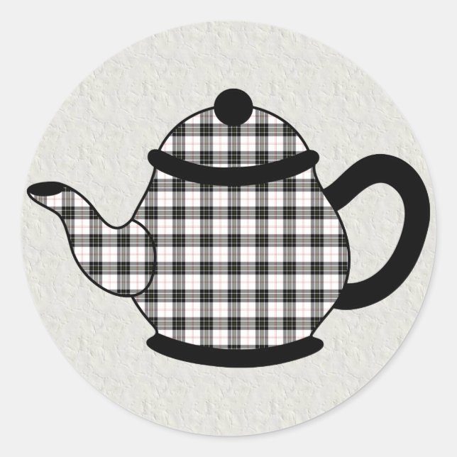 Sticker Rond Théière Plantée Macpherson Tartan (Devant)