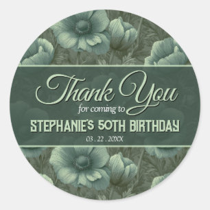 Sticker Rond Thème Anémones Fête d'anniversaire Surprise