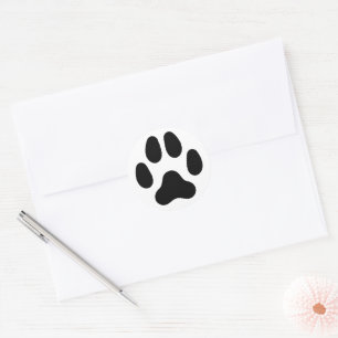Sticker Rond Thème animal Empreinte de patte chien (noir)
