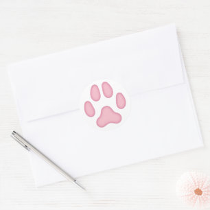 Sticker Rond Thème animal Empreinte de patte chien (rose)