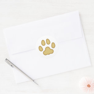 Sticker Rond Thème animal Empreinte de patte de chat (Tan)