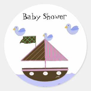 Sticker Rond Thème Baby shower voilier