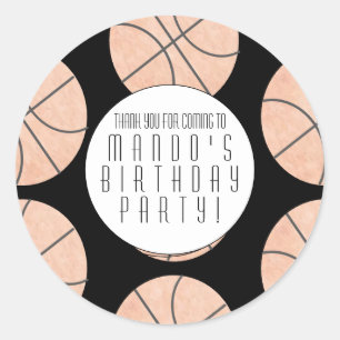 Sticker Rond Thème basket-ball Fête d'anniversaire sportive Tou